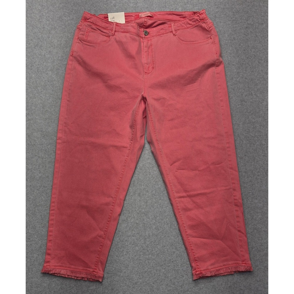 J. Jill Cropped Jeans Womens Size 18W Pink Coral Authentic Fit Denim Stretch NWT